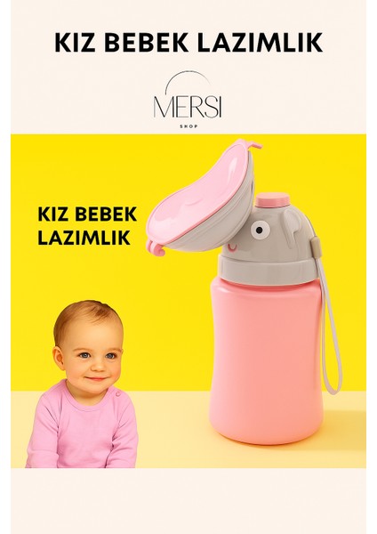 Portatif Çocuk Pisuarı 500 ml | Kız Erkek Bebek Taşınabilir Sızdırmaz Lazımlık Seyahat Tuvalet Kabı