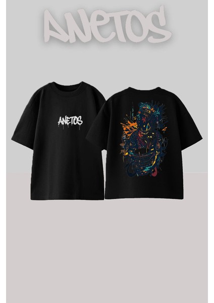 Kabıle Kadını Tasarım Sırt Baskılı Pamuk Siyah Oversize T-Shirt