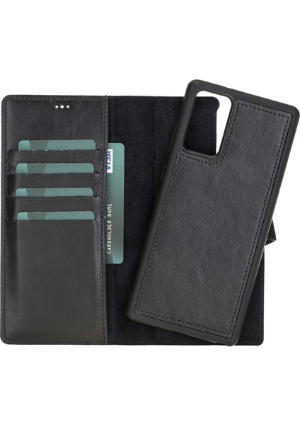 Samsung Galaxy Note 20 Uyumlu Deri Cüzdanlı Kılıf Rst1 Siyah