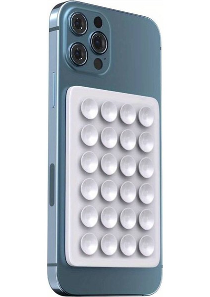 Vantuzlu Silikon Cep Telefonu Sabitleme Yapıştırma Pedi Vantuzlu Beyaz Silikon
