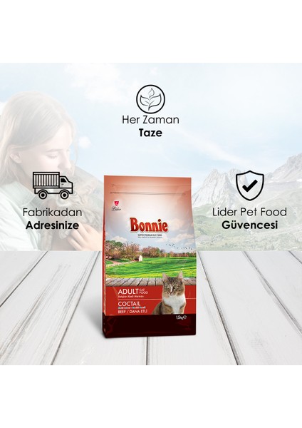 Renkli Taneli Dana Etli Yetişkin Kedi Maması 1,5 kg x 2 modelleri