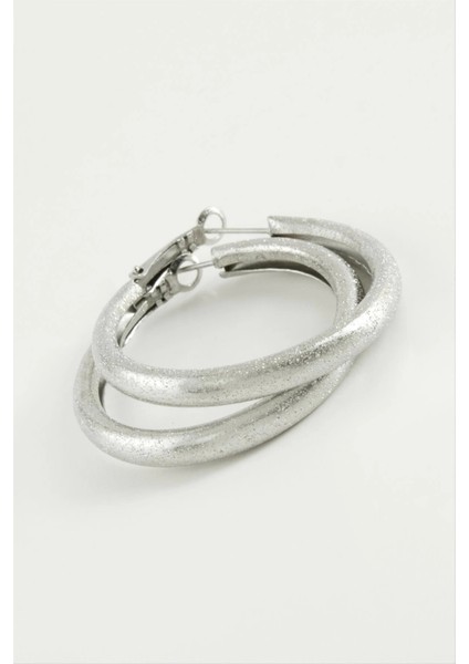 Simli Boru Halka Küpe 3,5 cm