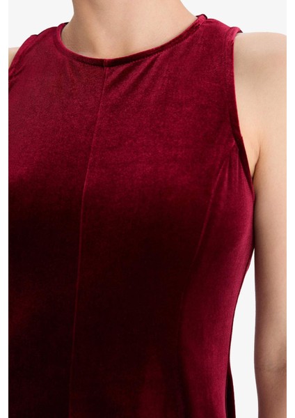 Bisiklet Yaka Kadife Kolsuz Mini Elbise G4358AX25AU fırsatları