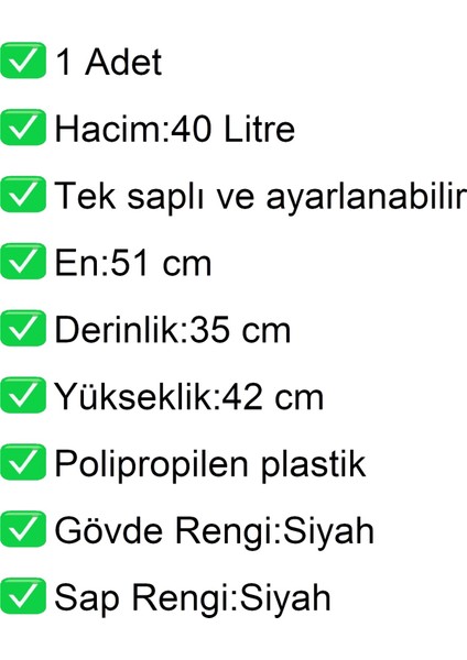 Tekerlekli Plastik Market Alışveriş El Sepeti 40 Litre Siyah 1 Adet fiyatları