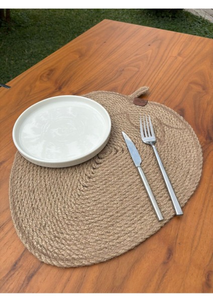 Tekstil Doğal Jüt Ip Elma Şekilli Amerikan Servis - Supla 38X35 cm – Şık ve Rustik Dokunuş