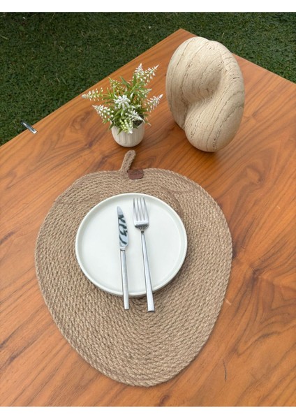 Tekstil Doğal Jüt Ip Elma Şekilli Amerikan Servis - Supla 38X35 cm – Şık ve Rustik Dokunuş