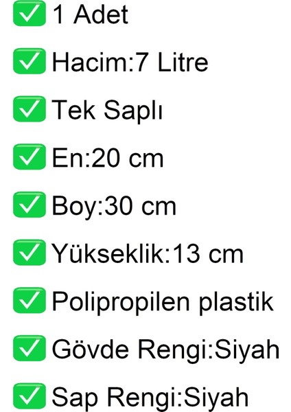 Plastik Kozmetik Alışveriş El Sepeti 7 Litre Siyah 1 Adet fiyatları