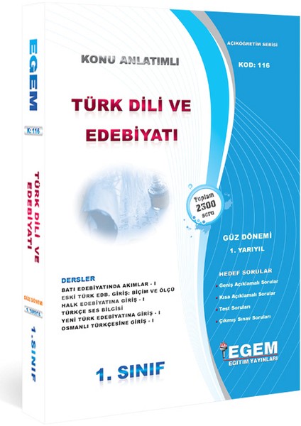 Aöf 1. Sınıf Türk Dili ve Edebiyatı Güz Dönemi Konu Anlatımlı Soru Bankası