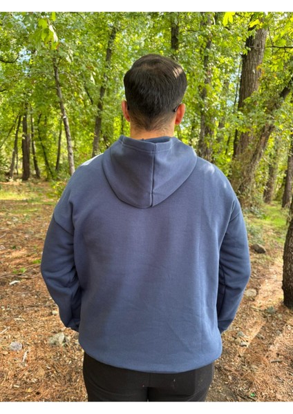 Erkek 3 Iplik Basic Oversize Kanguru Cepli Kapüşonlu Sweatshirt fırsatları