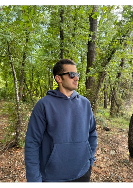 Erkek 3 Iplik Basic Oversize Kanguru Cepli Kapüşonlu Sweatshirt indirimleri