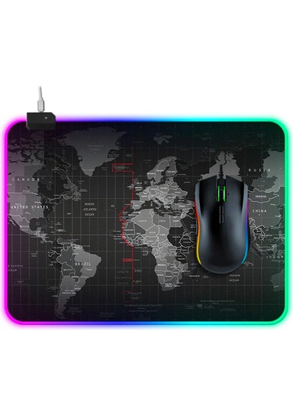 Ally Dünya Desenli Rgb LED Işıklı Oyuncu Mouse Pad 300*250*4MM-(1903)