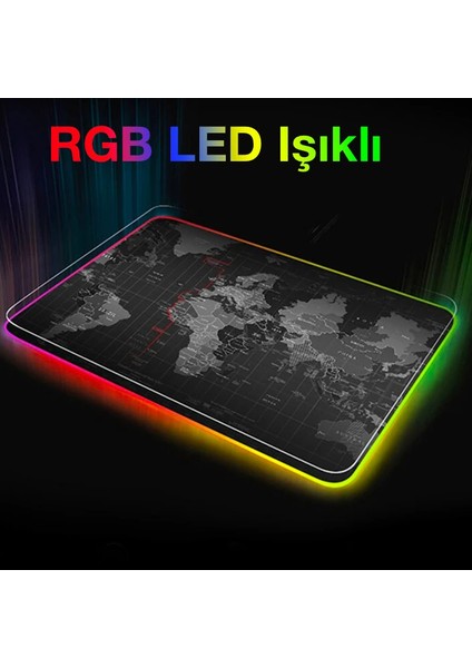 Ally Dünya Desenli Rgb LED Işıklı Oyuncu Mouse Pad 300*250*4MM-(1903) modelleri