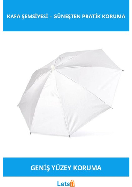 Beyaz Kafa Şemsiyesi Güneş Koruma Aksesuarı
