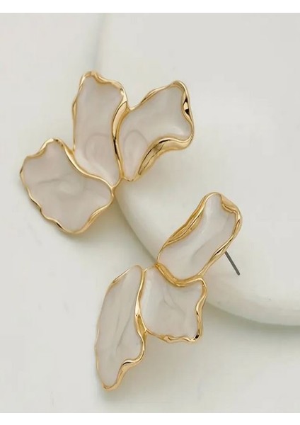 Vıntage Beyaz Çiçek Küpe modelleri