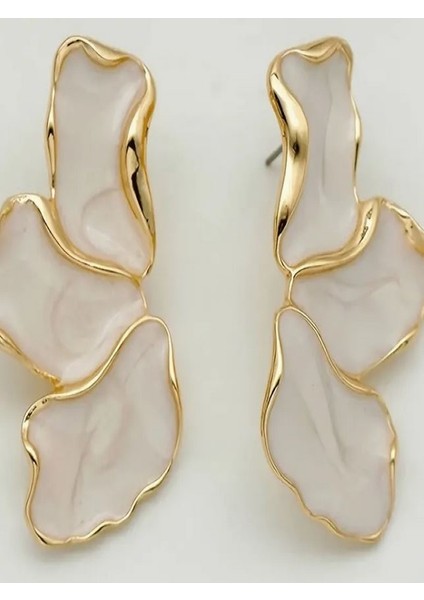 Vıntage Beyaz Çiçek Küpe