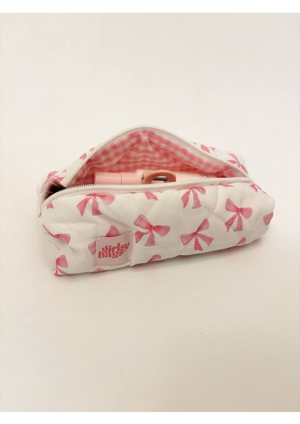 Pembe Kurdeleli Tek Gözlü Kalemlik Yıkanabilir Fermuarlı Okul Kalem Kutusu Coquette Kalemlik fiyatları