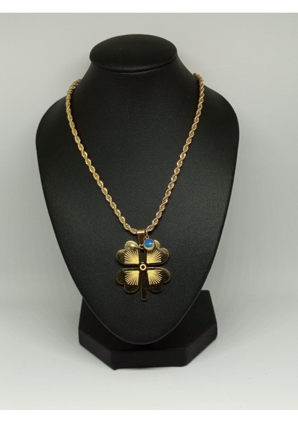 Nazar Boncuklu Dört Yapraklı Yonca Kolye