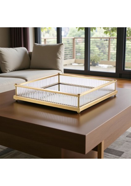 Özel Koleksiyon Eskitme Pirinç Aynalı Cam Tepsi modelleri