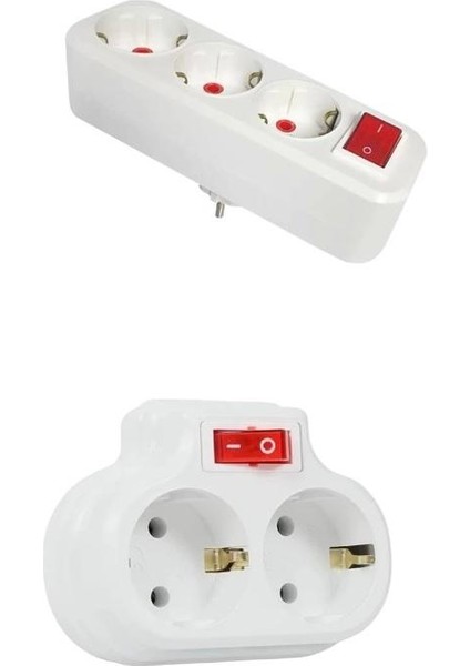 Topraklı Anahtarlı Fiş Priz Seti (Beyaz )
