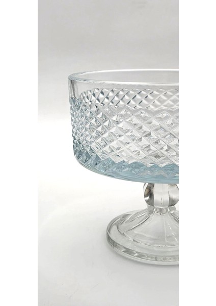 El Yapımı Kristal Karizma Desenli Şeffaf 25-19-16 cm Dekoratif Sunumluk Ayaklı Kase Set 3'lü fırsatları