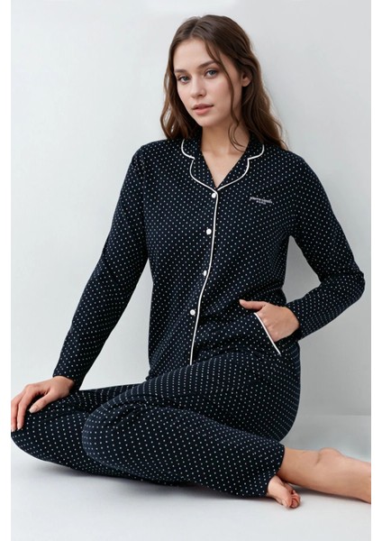 Kadın Giyim Pamuklu & Modal Kutulu Lacivert Gömlek Pijama Takımı L1.PC.909.2.001 modelleri