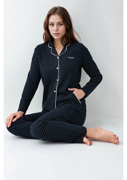 Kadın Giyim Pamuklu & Modal Kutulu Lacivert Gömlek Pijama Takımı L1.PC.909.2.001 fırsatları