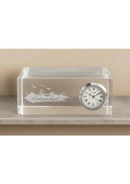 Istanbul Tasarımlı Kristal Saatli Biblo