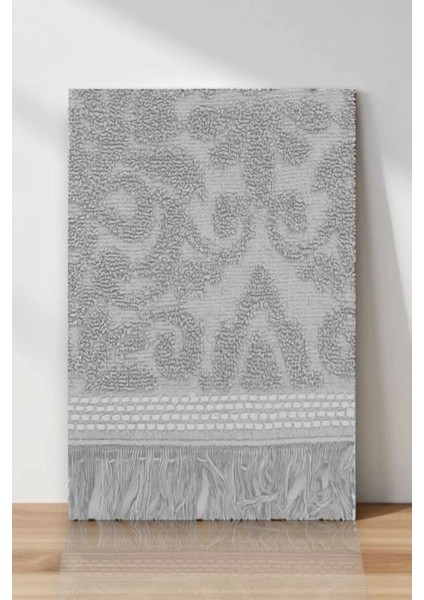 2 Parça Jakarlı Banyo Havlu Takımı &AMP;#37;100 Pamuklu 90X150 cm Arden Gri modelleri