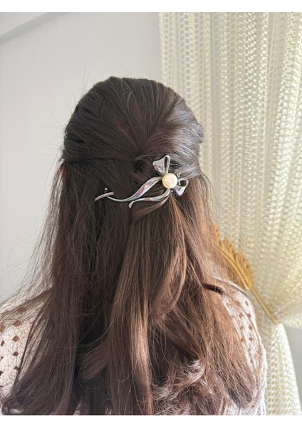 Pinterest Büyük Inci Süslemeli Fiyonk Model Metal Siyah Renk Paslanmaz Toka modelleri