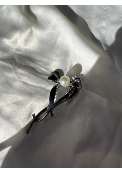 Pinterest Büyük Inci Süslemeli Fiyonk Model Metal Siyah Renk Paslanmaz Toka indirimleri