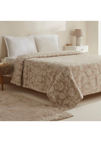 Glorinda Çift Kişilik Akrilik Battaniye Açık Kahve