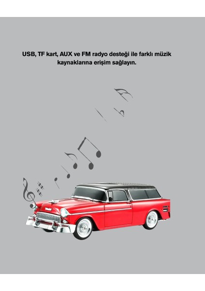 Retro Araba Şekilli Kablosuz Bluetooth Hoparlör modelleri