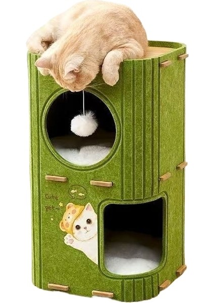 Çok Katmanlı Ağaç Deliği Aşınmaya Dayanıklı Kedi Yuvası Tırmanma Çerçevesi Ikisi Bir (Yurt Dışından)