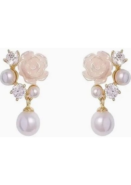 Kc Altın Kaplama Çiçekli İnci Küpe indirimleri