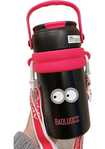 Çay ve Su Ayırma Termos Bardağı, Büyük Kapasiteli Kız Çay Ayırıcı Pipetli Su Bardağı, Taşınabilir Kayışlı Çiçek Çay Bardağı (Yurt Dışından)