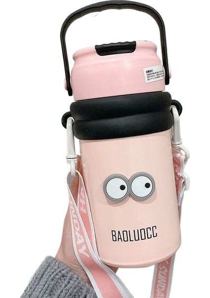 Çay ve Su Ayırma Termos Bardağı, Büyük Kapasiteli Kız Çay Ayırıcı Pipetli Su Bardağı, Taşınabilir Kayışlı Çiçek Çay Bardağı (Yurt Dışından)