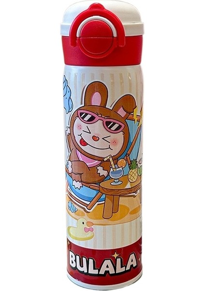 Termos Bardak Karikatür Çift Içecek Zıplama Bardak Büyük Kapasiteli 316 Paslanmaz Çelik Pipetli Bardak Çocuk Su Isıtıcısı (Yurt Dışından)