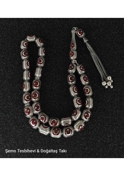 925 Ayar Gümüş Füzyon Işlemeli Ay Yıldız Tasarımlı Tesbih