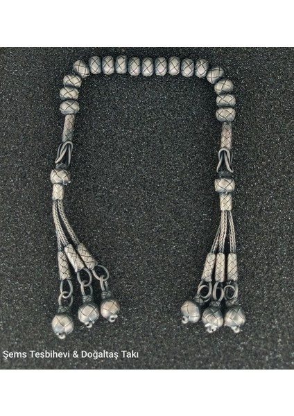 Oksitli 1000 Ayar Gümüş Kazaz Tesbih El Işçiliği Zaza Model Erkek Tesbih