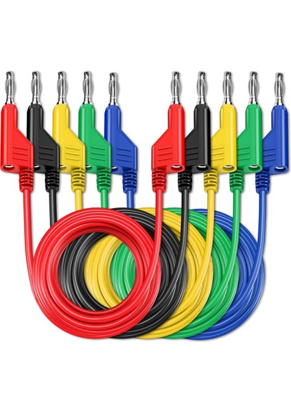 P1036 5pcs 4mm Bakır Muz Fişi Muz Fiş Multimetre Test Uçları Yumuşak Pvc Kablosu 1m Tel 1000V 15A (Yurt Dışından)