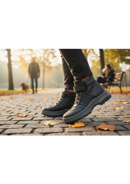 Siyah Hakiki Deri Ortopedik Çocuk Botu fırsatları