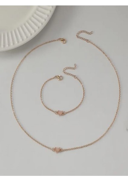 Kc Altın Kaplama Minimalist Kalpli Takı Seti fiyatları