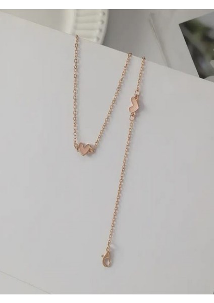 Kc Altın Kaplama Minimalist Kalpli Takı Seti