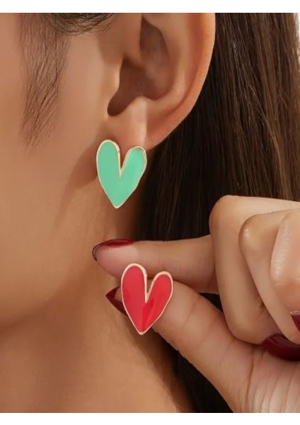 1 Çift Kalpli Küpe-18K Altın Kaplama