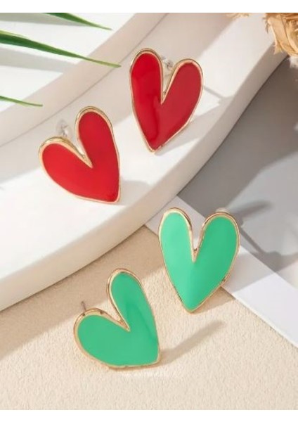 1 Çift Kalpli Küpe-18K Altın Kaplama