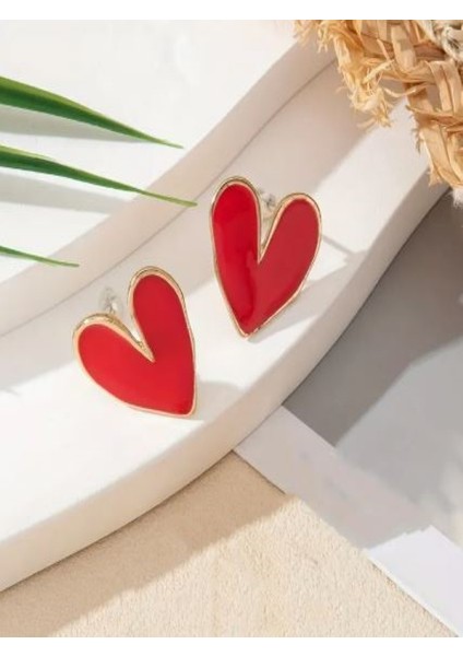 1 Çift Kalpli Küpe-18K Altın Kaplama