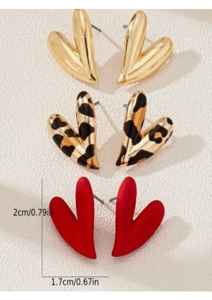 1 Çift Leopar Desenli Kalp Küpe fırsatları