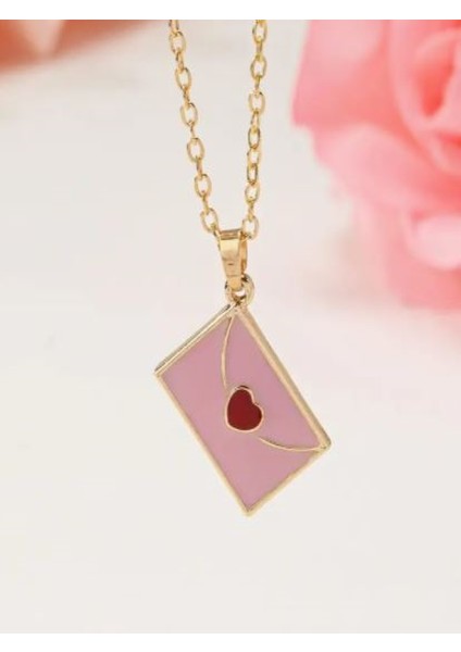 Kalpli Pembe Zarf Kolye fiyatları