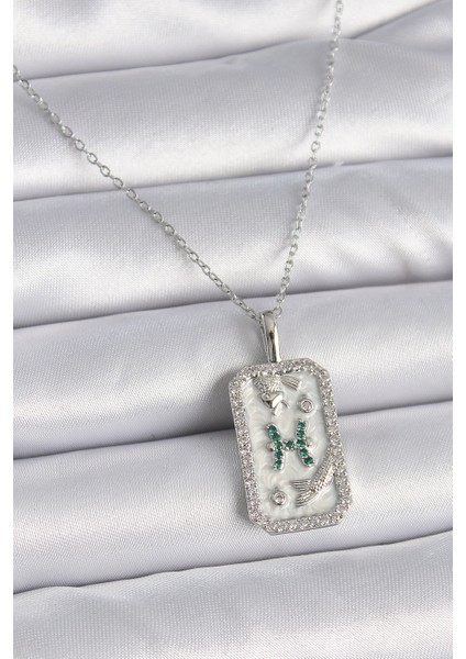 316L Çelik Gümüş Renk Zincir Balık Burcu Zirkon Taşlı Kadın Kolye - TJ-BKO9455