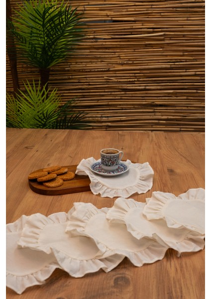 Rufle | 6 Parça Fırfılı Kahve Sunum Seti 22 x 22 fiyatları